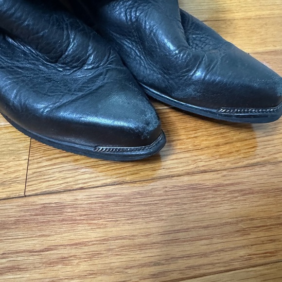 Black Leather Women's Cowboy Boots - Picture 5 of 5